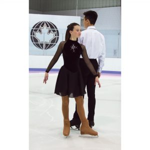A black figure skating dance dress