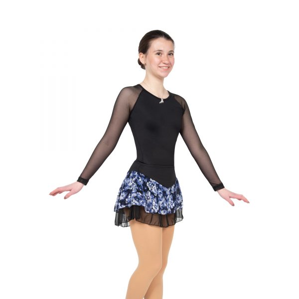 Slim black supplex top for figure skaters