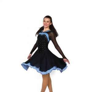 D21013R Contrast Dance Dress: Crystalized – Black/Blue