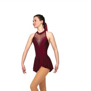 Style 21012R Elegant Cross-Back Dress: Crystalized – Wine