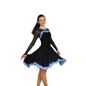 D21013P Contrast Dance Dress: Unadorned – Black/Blue