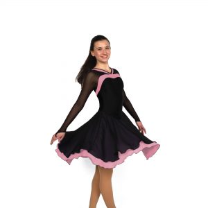D21013P Contrast Dance Dress: Unadorned – Black/Pink