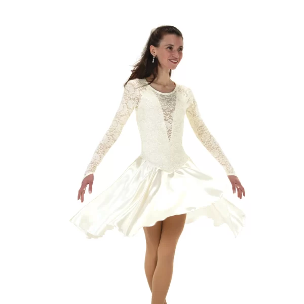 Jerry's Skating World Lilt of Lace Dance Dress - Icy Ivory