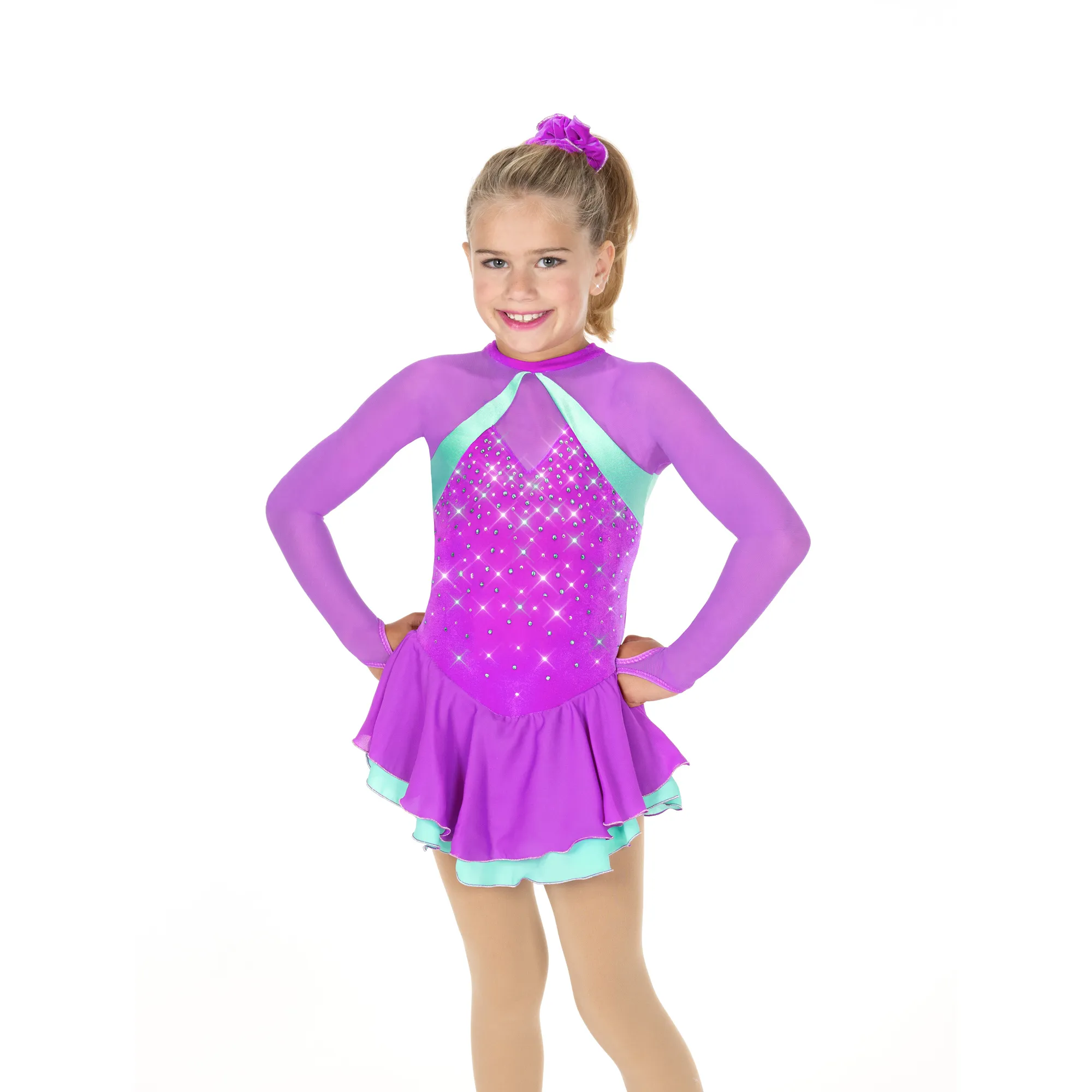 AJ350 Dazzle Duo Dress - Purple/Pink - Image 3