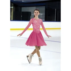 D26015R Solitaire Deco Dance Dress Crystalled: Cherry Pink