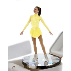 F22009Q Classic Highneck Dress Fancy Crystals: Jonquil