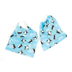 1410 Flannel Penguin Print Boot Bags - Blue