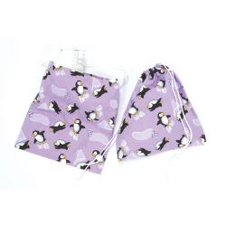1410 Flannel Penguin Print Boot Bags - Purple